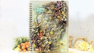 Mixed Media Notebook Cover Tutorial / Микс медиа обложка блокнота