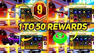 MONTH 9 ROYAL PASS 1 TO 50 REWARDS  M9 ROYAL PASS  1 TO 50 RP  BGMI & PUBG MOBILE M8 ROYAL PASS