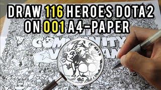 AWESOME! All Heroes DOTA 2 in a Doodle Drawing! -Draw WTF