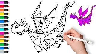 How to draw a dragon  Painting and Coloring for Kids & Toddlers