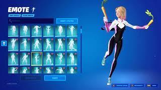 Spider-Gwen Skin showcase with almost all emotes from fortnite! 