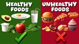 Healthy Food, Unhealthy food, Healthy vs Unhealthy food, Healthy Food Names, Healthy Eating for Kids