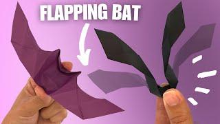 Origami flapping bat easy, how to make paper bat for Halloween