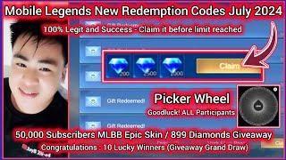 Giveaway Time! (Congratulations 10 Lucky Winner's) Mobile Legends Redeem Codes July 03 2024 - MLBB