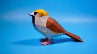 How to make Sparrow Papercraft - Bird Sparrow Low Poly Papercraft PDF, SVG for Cricut Projects