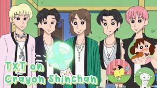 TXT on Crayon Shinchan | TXT teaching Shinchan and his family how to dance to Happy Fools #txt