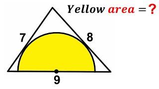 Can you find area of the Yellow shaded semicircle? | (Triangle) | #math #maths | #geometry