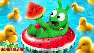 Pea Pea Tries to Get Watermelon in Swimming Pool - Cartoon for kids - PeaPea Wonderland