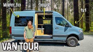 MOST Creative Van Layout - Murphy Bed, Hidden Shower & More | SPRINTER Van Camper