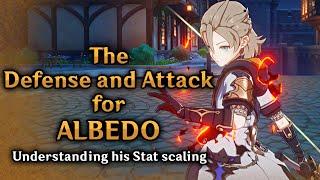 The Defense and Attack stat for Albedo