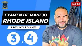 EXAMEN TEORICO DE MANEJO  RHODE ISLAND EN VIVO I Aprobarás con estas preguntas    #3 y 4