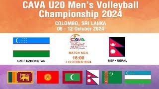 Uzbekistan - Nepal.  Match NO.5.  CAVA Men's U20 Volleyball Championship 2024 . Colombo.