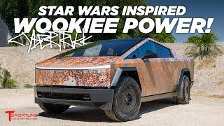 May the Force Be with You! Star Wars Wookiee Power Inspired Rust Custom Printed Cybertruck Wrap!