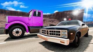 Cops VS Truckers in Epic Police Chase in BeamNG Mods!!