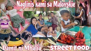 Naglinis kami sa Maloyskie + kumain ng Ibat-ibang street food/ maganda Ang damit ni Mhalia