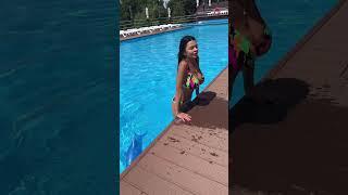 Sha Rizel in pool. Ekaterina Sidorenko. Big huge Boobs girl erotic girl. Giant breast