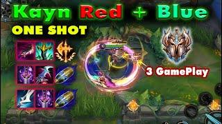 Kayn Wild Rift | 3 Gameplay Kayn Red + Blue with 3 Build item + Rune super Carry | Challenger rank