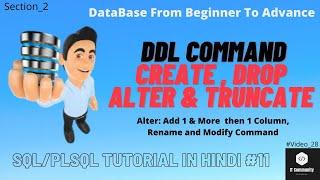 DDL Command: Create Command | Drop Command |  Alter Command | Truncate in Hindi.