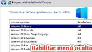 No puedo seleccionar la versión de Windows Pro Solo se instala Home solucionado!!