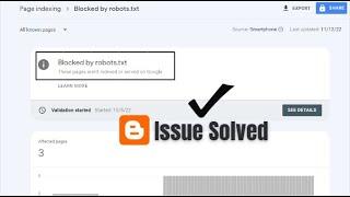 How to fix "Blocked by robots.txt" in Blogger | How to indexed post on Google Search Console