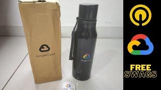 Unboxing Google Cloud Swags | Google Cloud Black Steel water Bottle | Qwiklabs Learn to Earn program