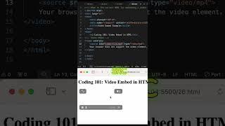 HTML Coding Q&A 26: Correct HTML for embedding a video file #html #css #coding #shorts