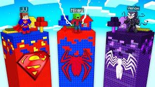 Mikey SPIDERMAN vs JJ SUPERMAN vs VENOM CHUNK Survival Battle in Minecraft ?! - Maizen