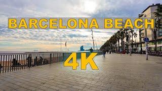 BARCELONA BEACH!! 2024 Walking Tour | OFF PEAK SEASON | 4K HDR | La Barceloneta