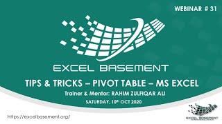 Pivot Table - Tips & Tricks - Microsoft Excel - Rahim Zulfiqar Ali (Webinar # 31)