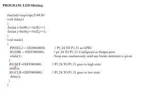 LED blinking program using LPC2148 ARM processor