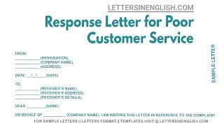 Response Letter For Poor Customer Service - Sample Response to Complaint Letter