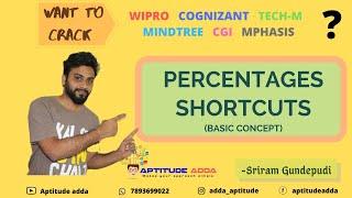 PERCENTAGES SHORTCUTS | QUANTITATIVE APTITUDE | APTITUDE ADDA | SRIRAM GUNDEPUDI