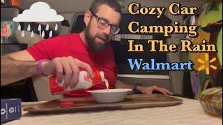 Solo Car Camping in the Rain at Walmart  | My Cozy Setup