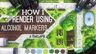 Floor plan/ Site RENDERING with Alcohol Markers | Time lapse | TOUCH FIVE | TOUCH TEN