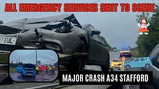 CAR CRASH - ROOF OFF - FIRE BRIGADE - POLICE - AMBULANCE - EMERGENCY SERVICES RESPONDING - RECOVERY