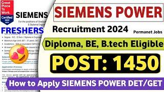 Siemens Power Recruitment 2024 | POST: 1450 | Freshers| Job Vacancy 2024 | Mnc Jobs | Latest Jobs 