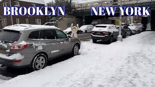 NYC Snowfall Walking Tour 4K 2024 - BROOKLYN