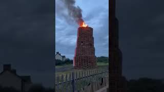 idiot falls from bonfire in newtonards