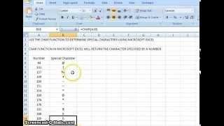 00077 - How To Use The CHAR Function To Determine Special Characters Using Microsoft Excel