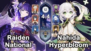 C0 Raiden National & C0 Nahida Hyperbloom [Genshin Impact - Spiral Abyss 4.4]