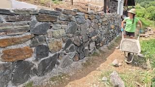 I'm BUILDING Retaining STONE Wall to Flatter Garden