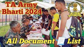 TA Army Bharti 2024 ll All Documents list ll TA Army Rally Document kya kya chyia