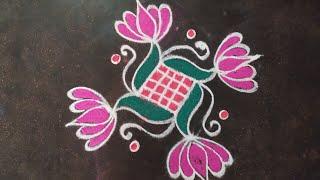 Colourful lotus kolam | Rangoli design | Today Kolangal