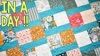 Double Shuffle | Charm Pack Quilt Pattern with Jelly Roll Strips | In A Day Quilt Pattern | Easy