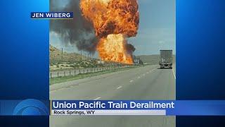 Union Pacific Train Derails & Fireball Erupts Along Interstate 80 In Wyoming