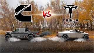 Ultimate Cummins Swapped F250 vs Tesla Cyber Truck! (Tug of War)