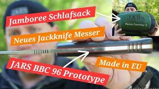 Neues Jackknife Messer Made in EU, JARS BBC 96 Prototype, Bushcraft Jamboree Schlafsack