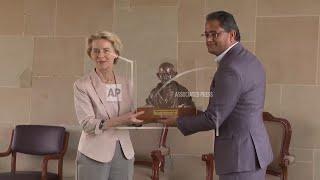 Ursula von der Leyen visits Mahatma Gandhi memorial in New Delhi