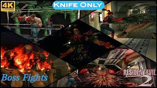 Resident Evil 2 #4k Claire B Boss fights Knife only No damage