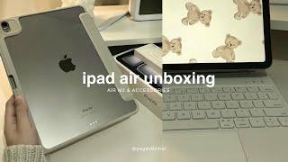 ipad air m2 11" unboxing (space gray): apple pencil, goojodoq magic keyboard & accessories